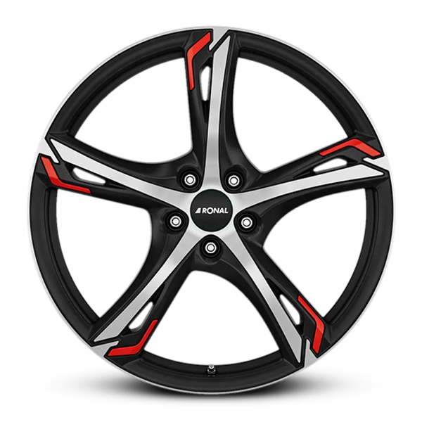 BYD Atto 3 paketin Ronal R62 Red JET BLACK-MATT-FRONT CUT 7.5x18 jako: 5x114.3 et: 40 Alumiinivanne – vannemallin kuva